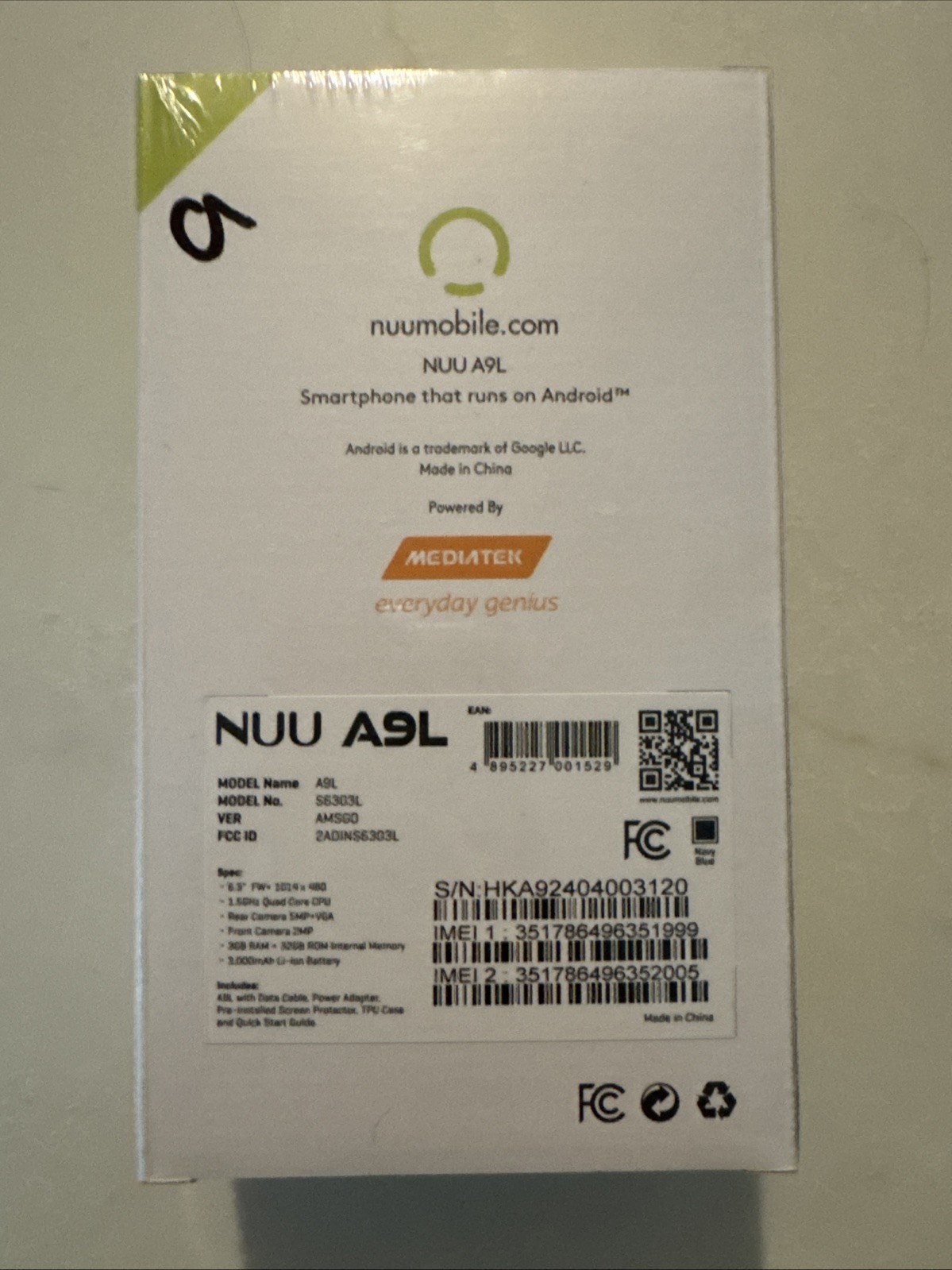 NUU A9L SEALED Smartphone Android Unlocked 32GB