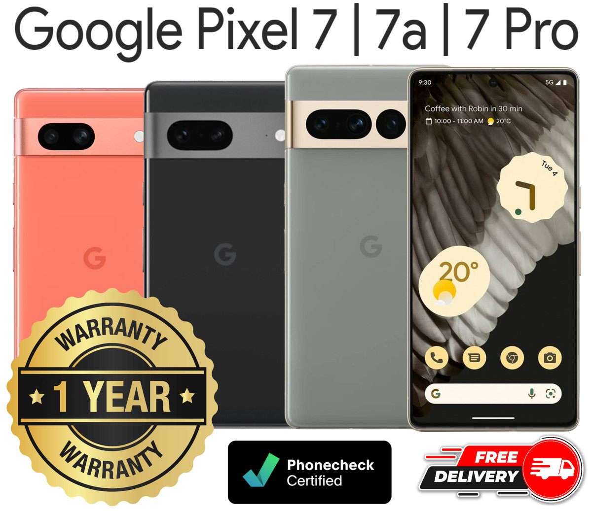Google Pixel 7 | 7a | 7 Pro – 128GB 256GB 512GB – Unlocked Verizon T-Mobile AT&T