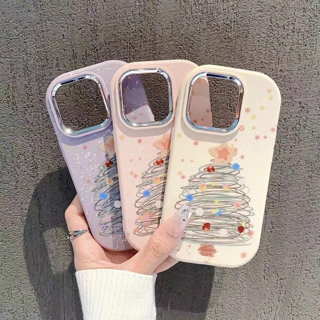 Painted Christmas Tree Festival Theme Phone Case for Apple iPhone 15/14/13/12/11