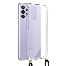 Cover for Samsung Galaxy A32 Braided Nylon Lanyard Shoulder Strap Akashi Clear