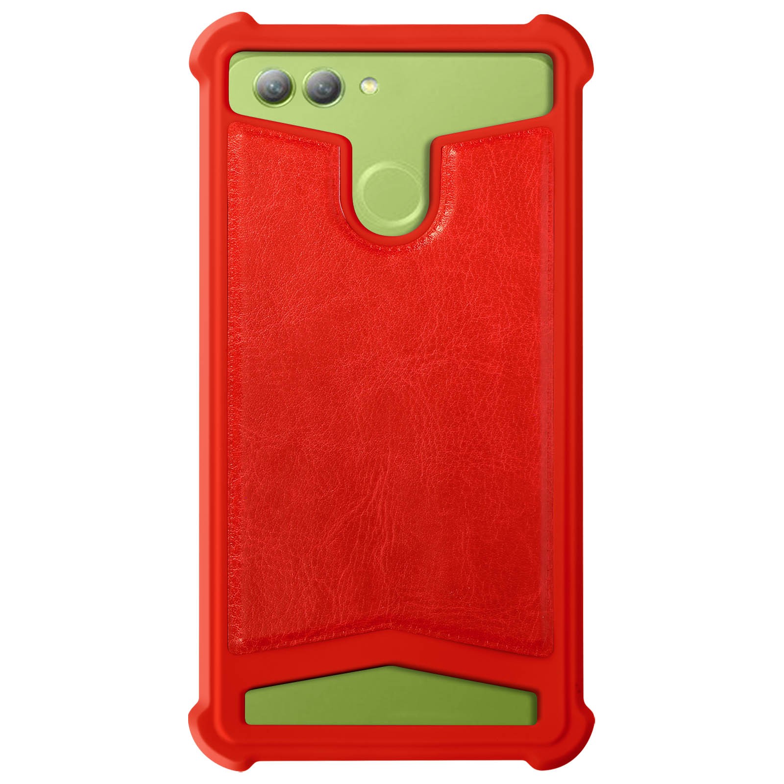 Universal faux-leather shock absorbing case for 5.3″ – 5.5″ Smartphones – Red