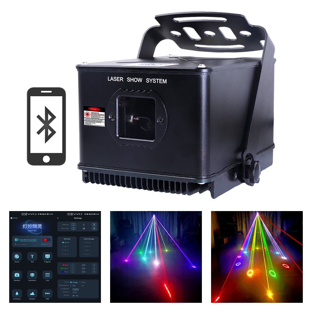 iOS Android APP IP65 Waterproof 2W RGBW Laser Animation Beam DJ Projector Lights