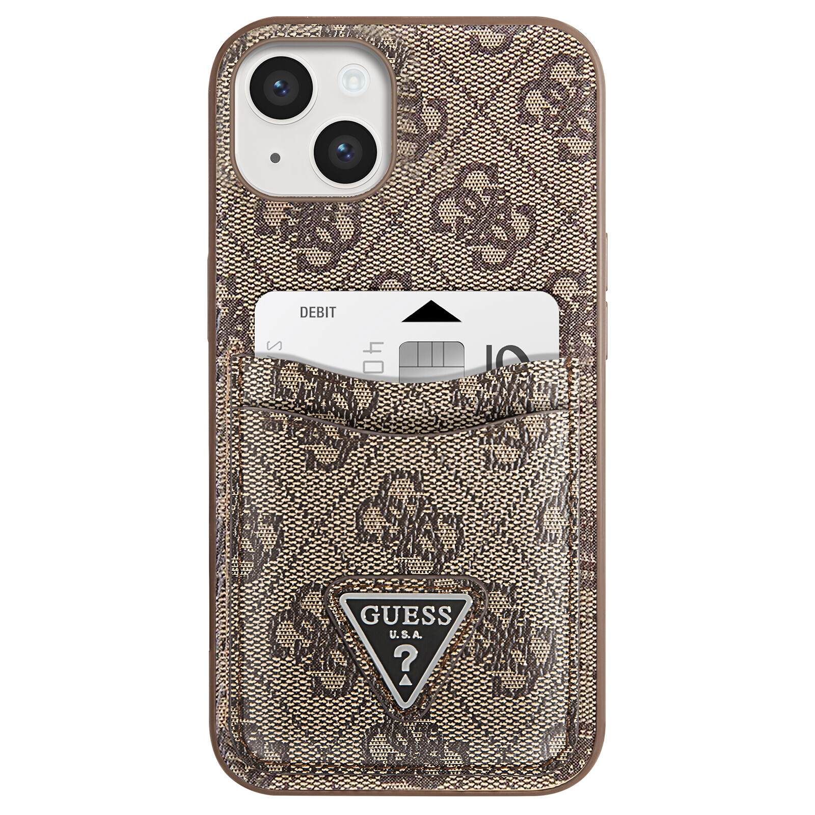 Guess Case for iPhone 14 Plus Card Holder Raised Edge,