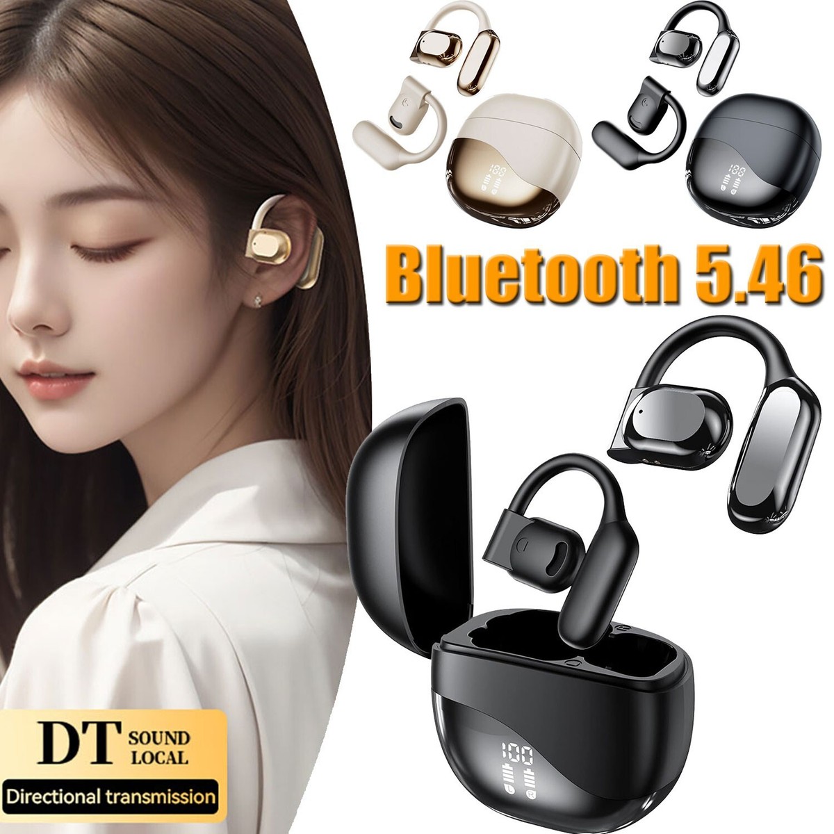 Open Ear Wireless Earbuds Bluetooth Earphone Headphone For Google Samsung iPhone