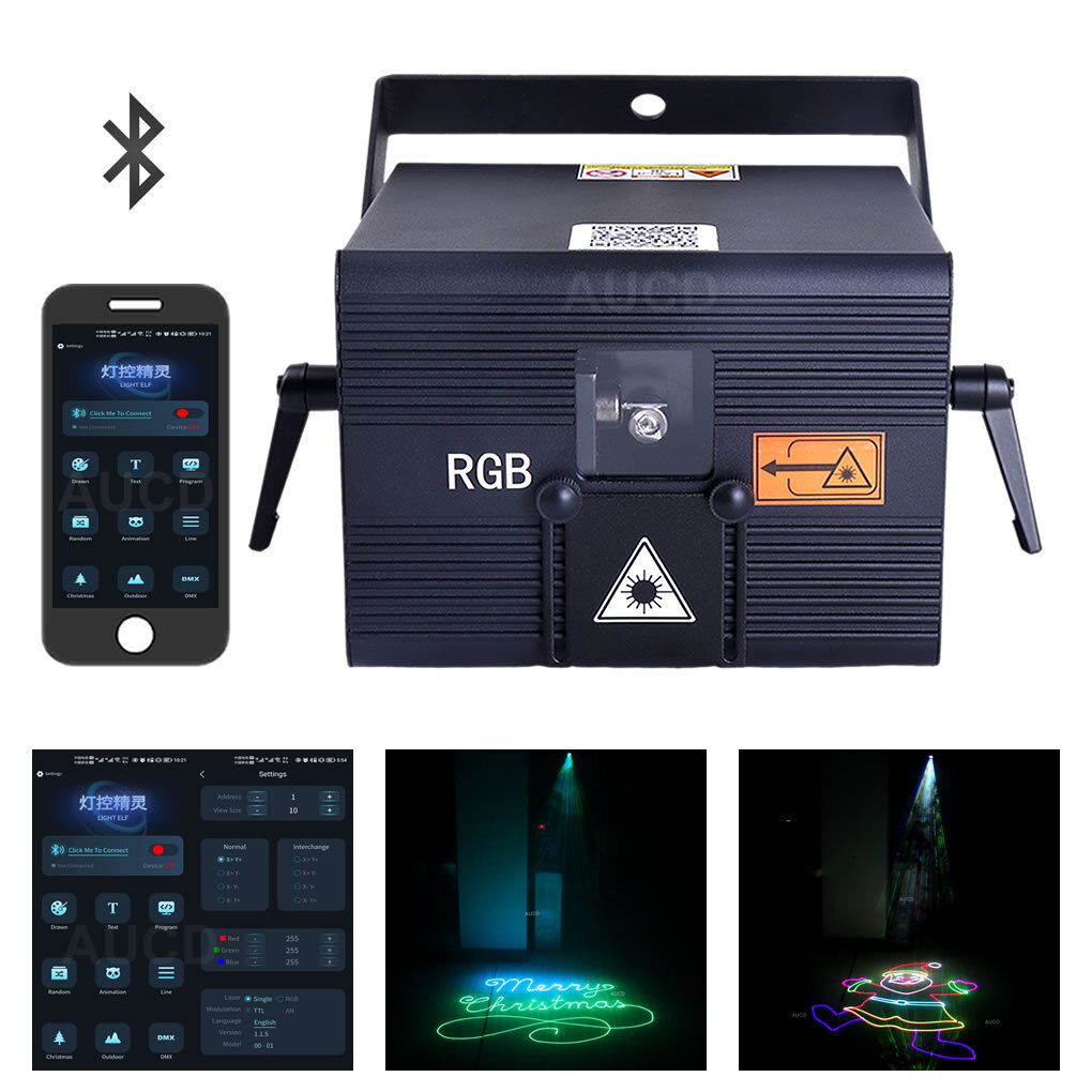 Apple IOS & Android App 3W RGB DJ DMX Christmas Animation Laser Projector Lights
