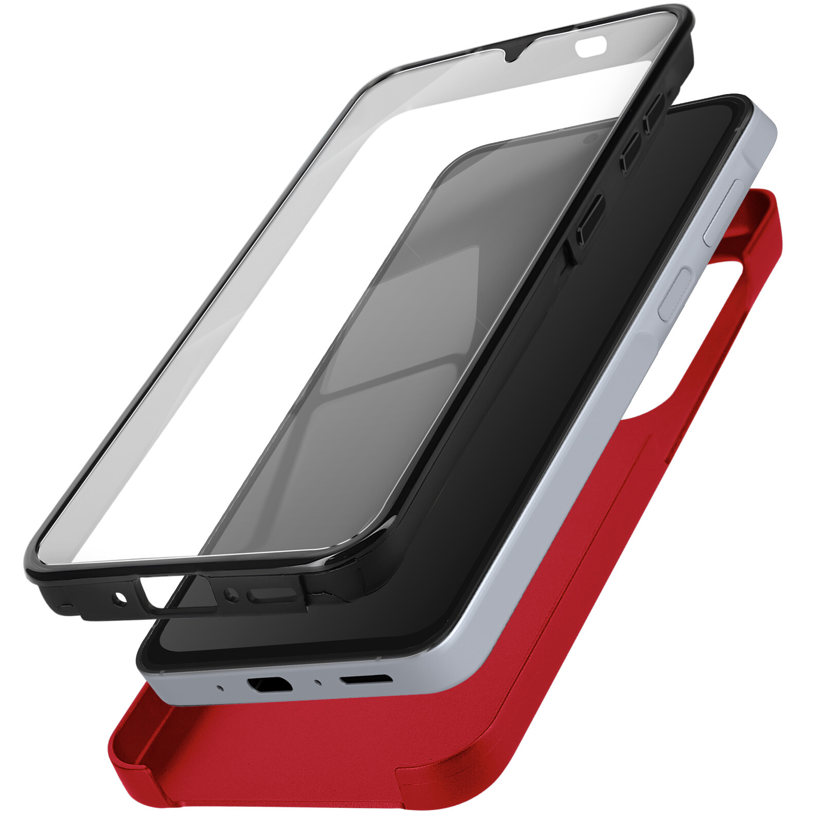 Avizar Case for Samsung Galaxy A35 Rear Rigid Front Soft Tactile, Red