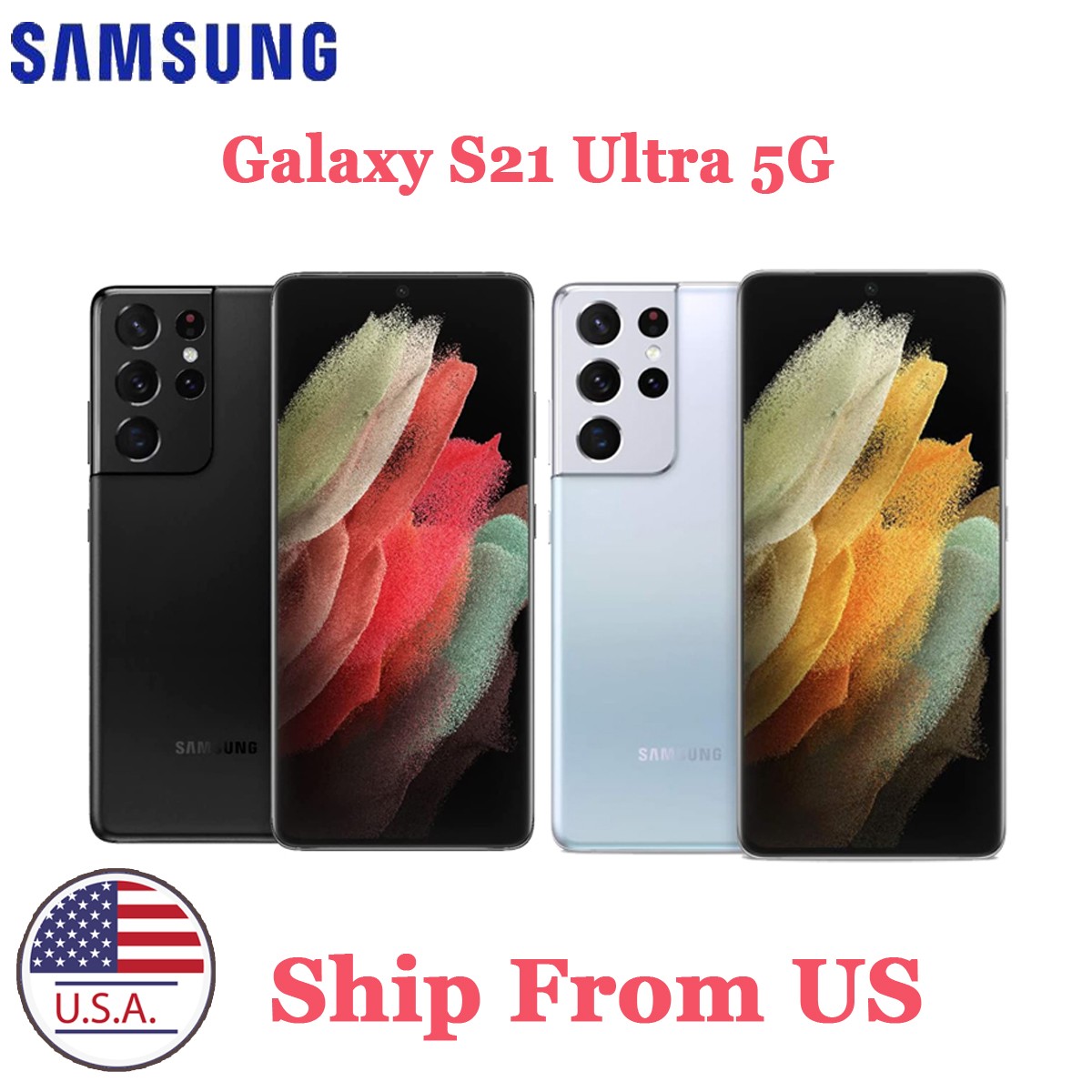 New Samsung Galaxy S21 Ultra (5G) G998U 128GB 6.8″ Unlocked GSM+CDMA Smartphone