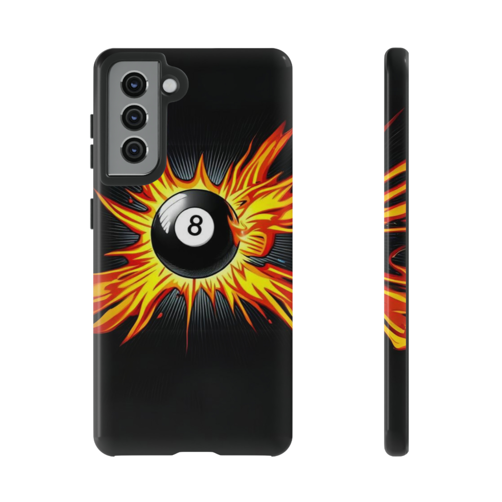 8 Ball on Fire Phone Case For Apple Phone, Samsung, Google  Pixel Billiards Gift