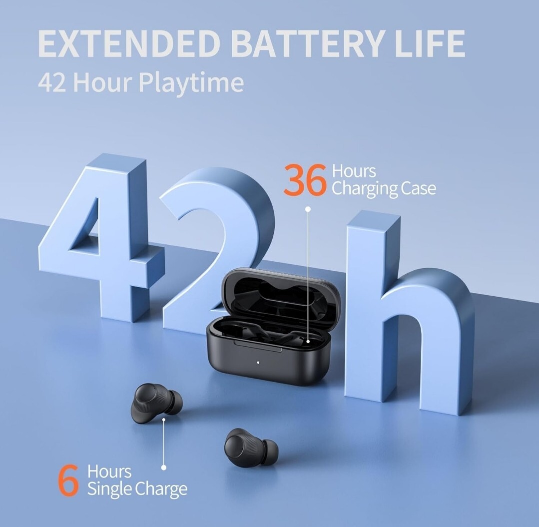 wireless ear buds bluetooth earbuds, bluetooth 5.3, 42 H