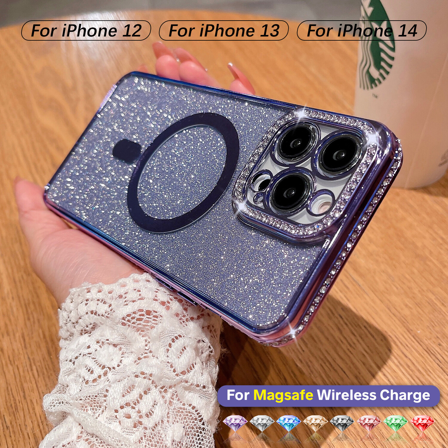 Bling Diamond Glitter Case For iPhone 15 14 13 12 11Pro Max Magnetic Girls Cover