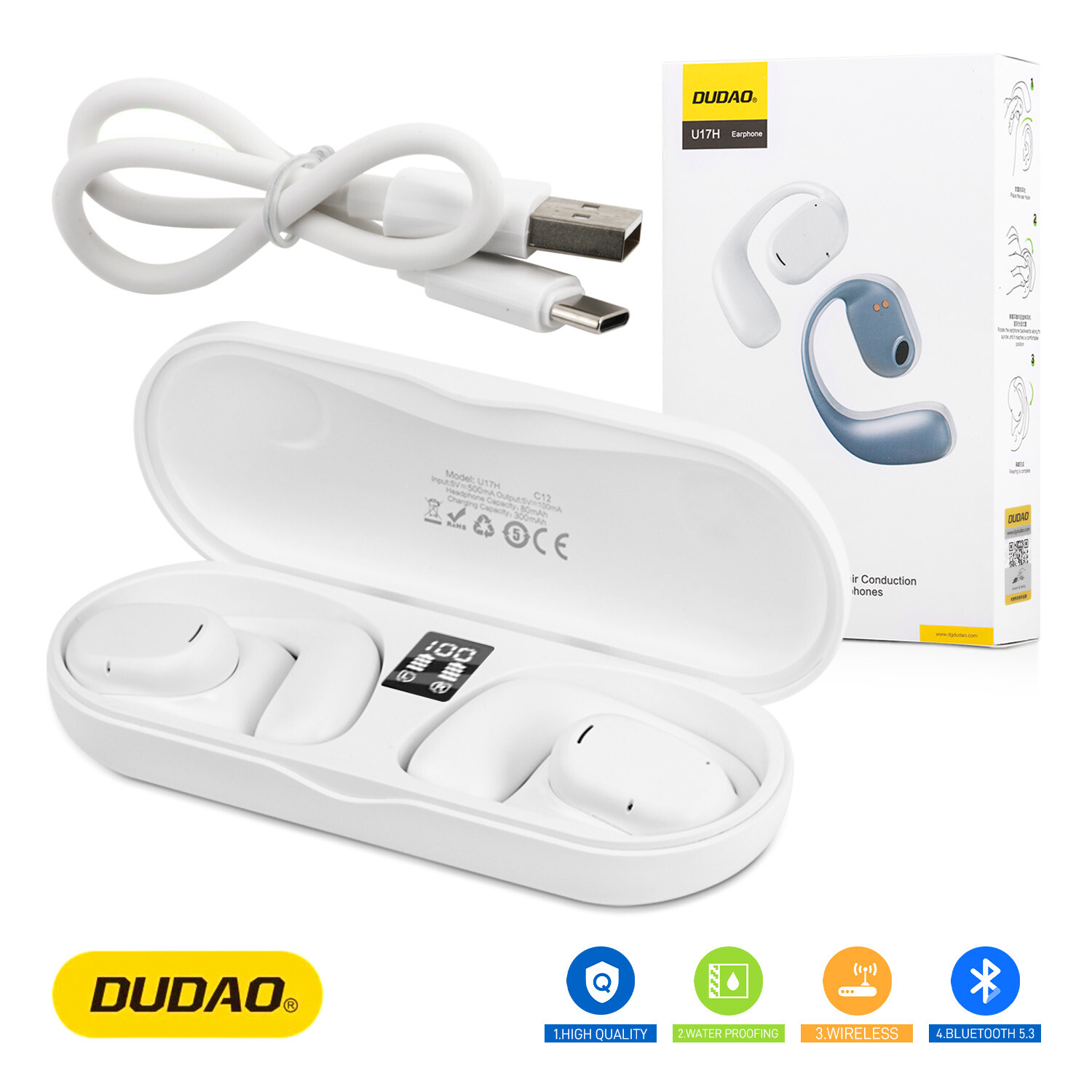 Wireless Earbuds Bluetooth Earphones Ear Clip Headset for iPhone Samsung Android