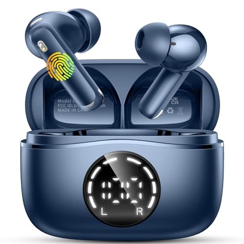 Wireless Earbuds, 2025tooth 5.4 Headphones NEW Ear Buds 40H Bass Stereo in Blue