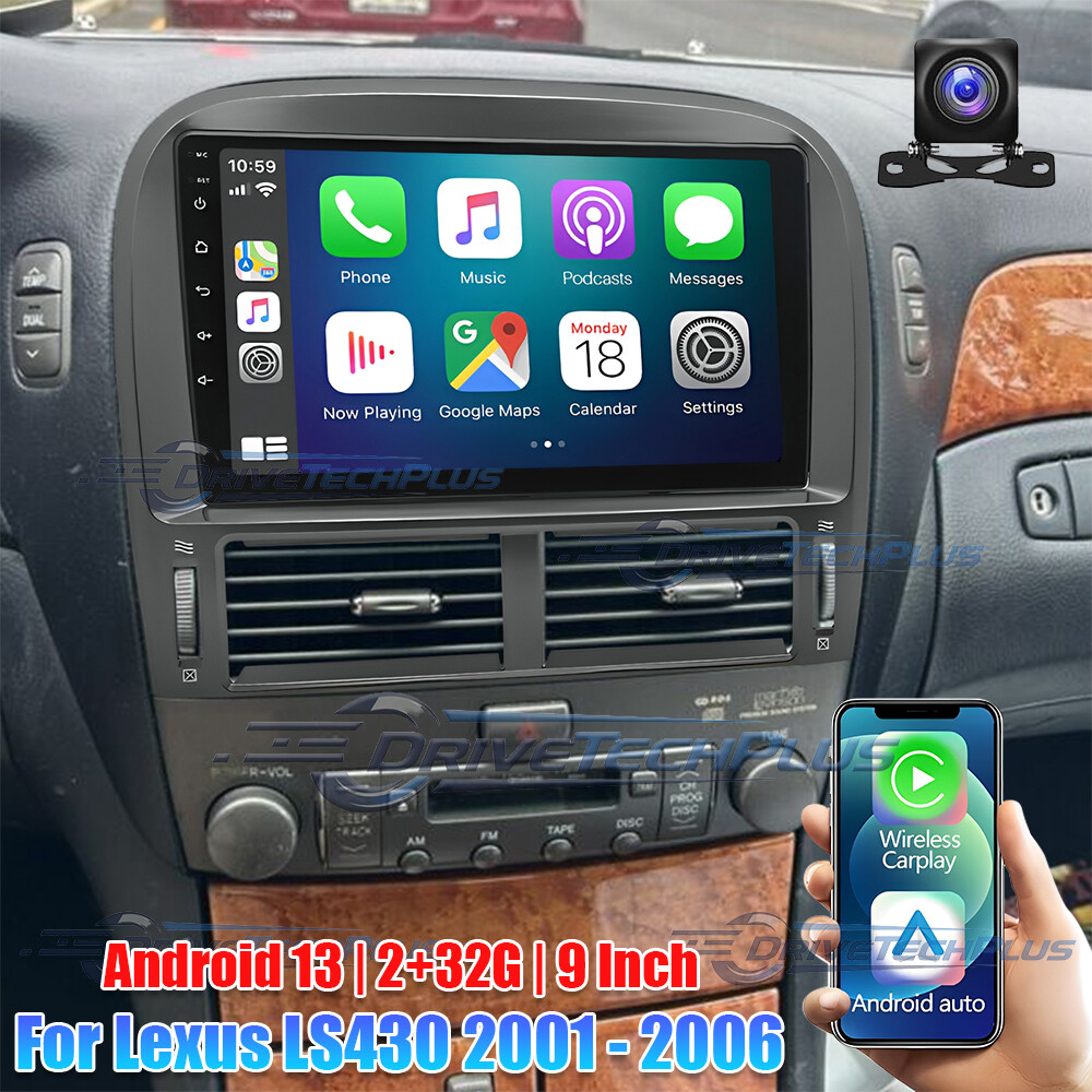 Radio de coche Android 13  Para Lexus LS430 2001-2006 Apple Carplay GPS estéreo