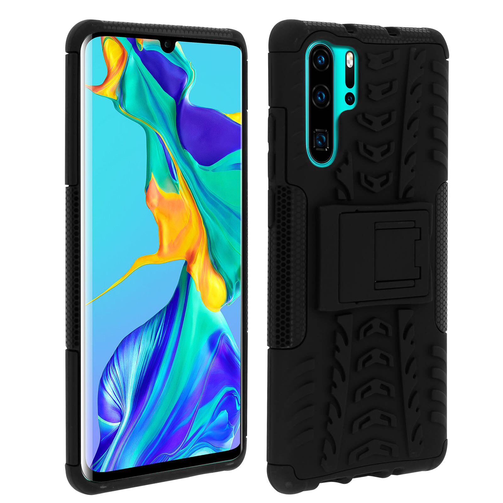 Shockproof Stand case, Backcover for Huawei P30 Pro & Kickstand – Black