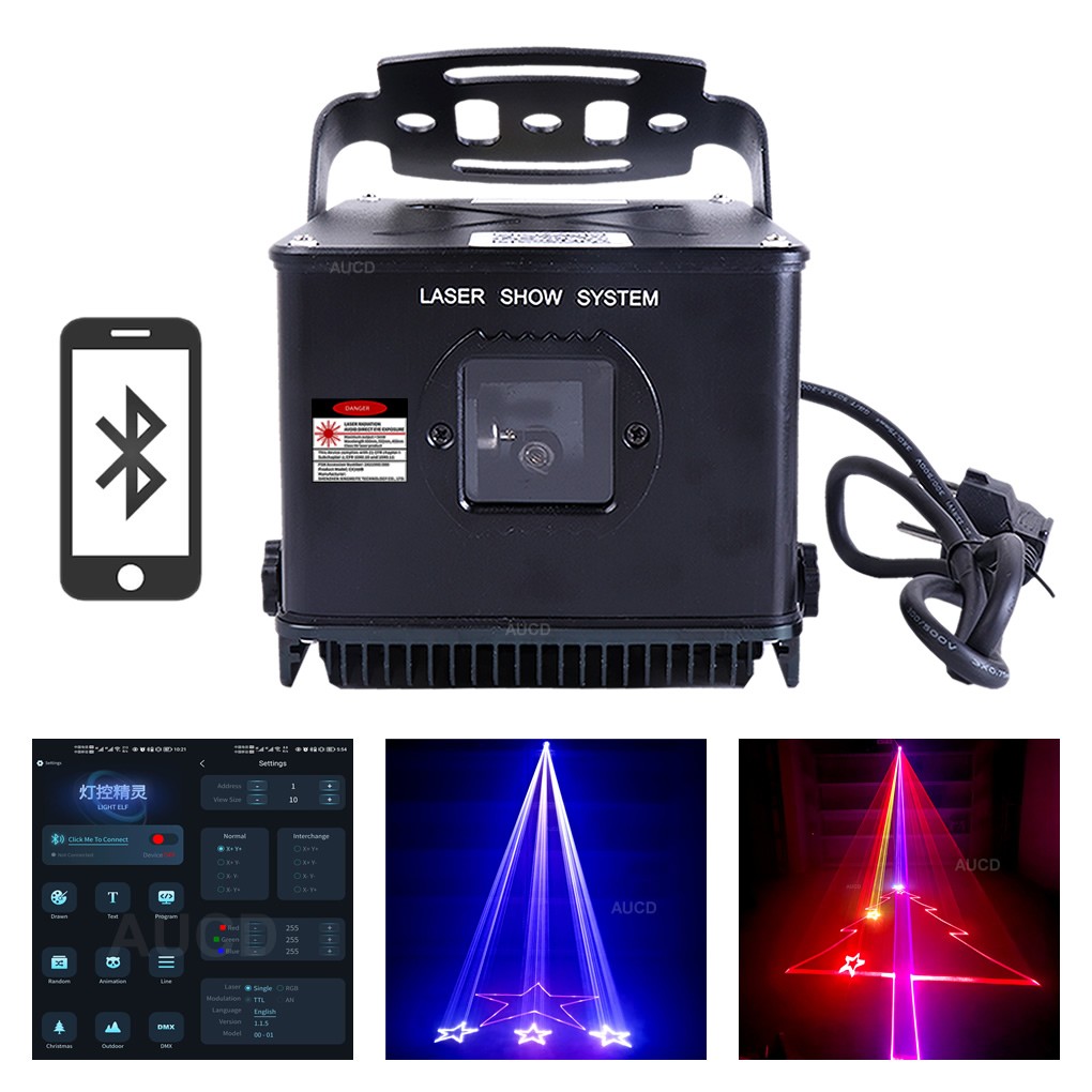 Outdoor IP65 Waterproof Android iOS APP 2W RGB Stage Show Projector Laser Lights