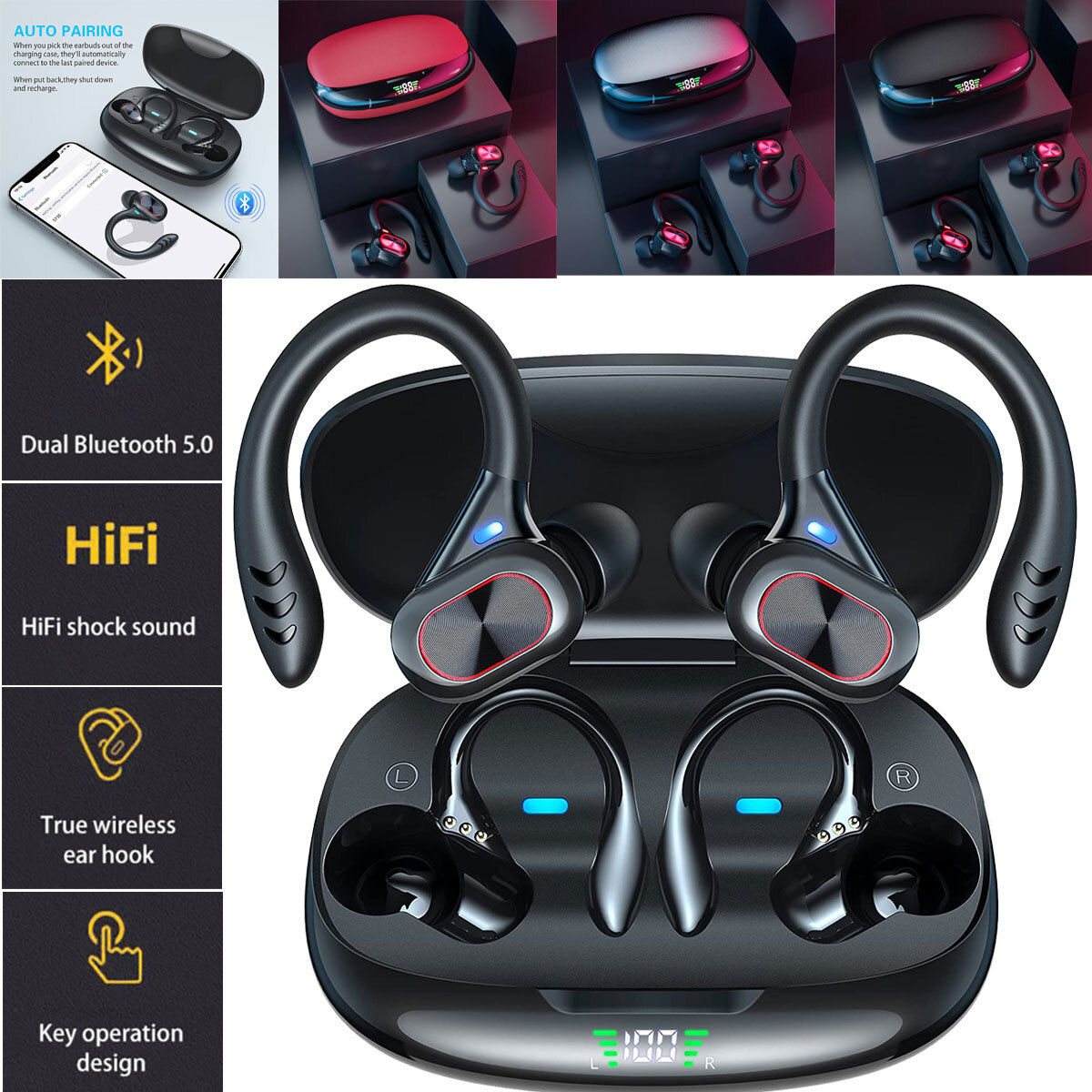 Wireless Earbuds Bluetooth 5.2 Headphones for iPhone Samsung Android Motorola LG