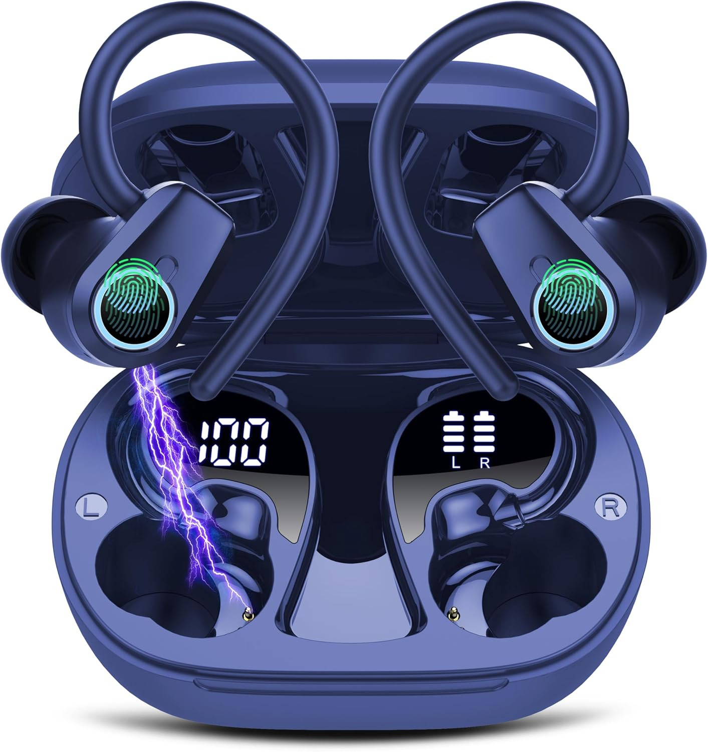 Wireless Earbuds,50H Stereo Ear Buds Dual LED Display, Bluetooth 5.3 Headphones