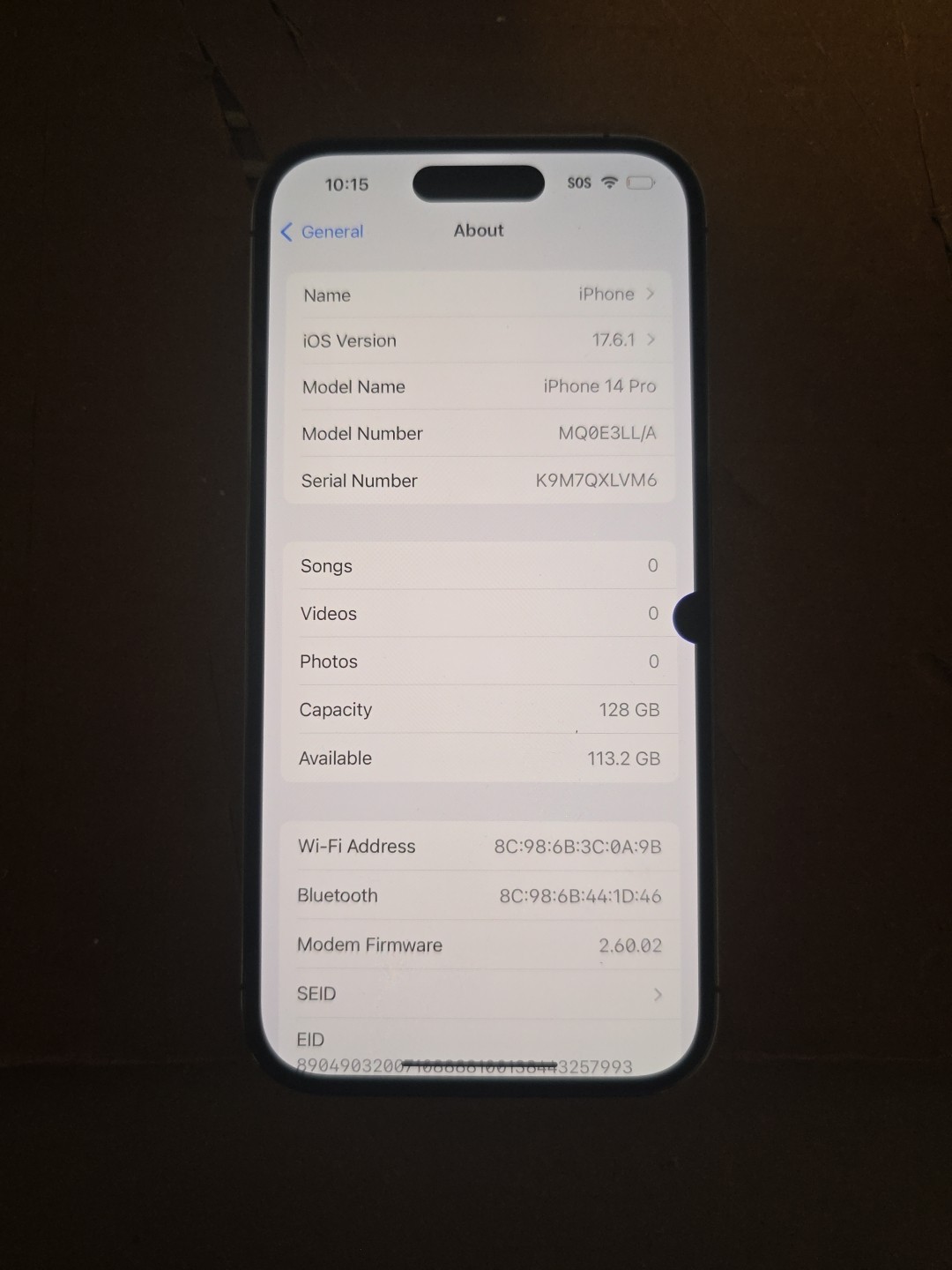 Apple iPhone 14 Pro – 128 GB – Deep Purple (Unlocked).black Spot