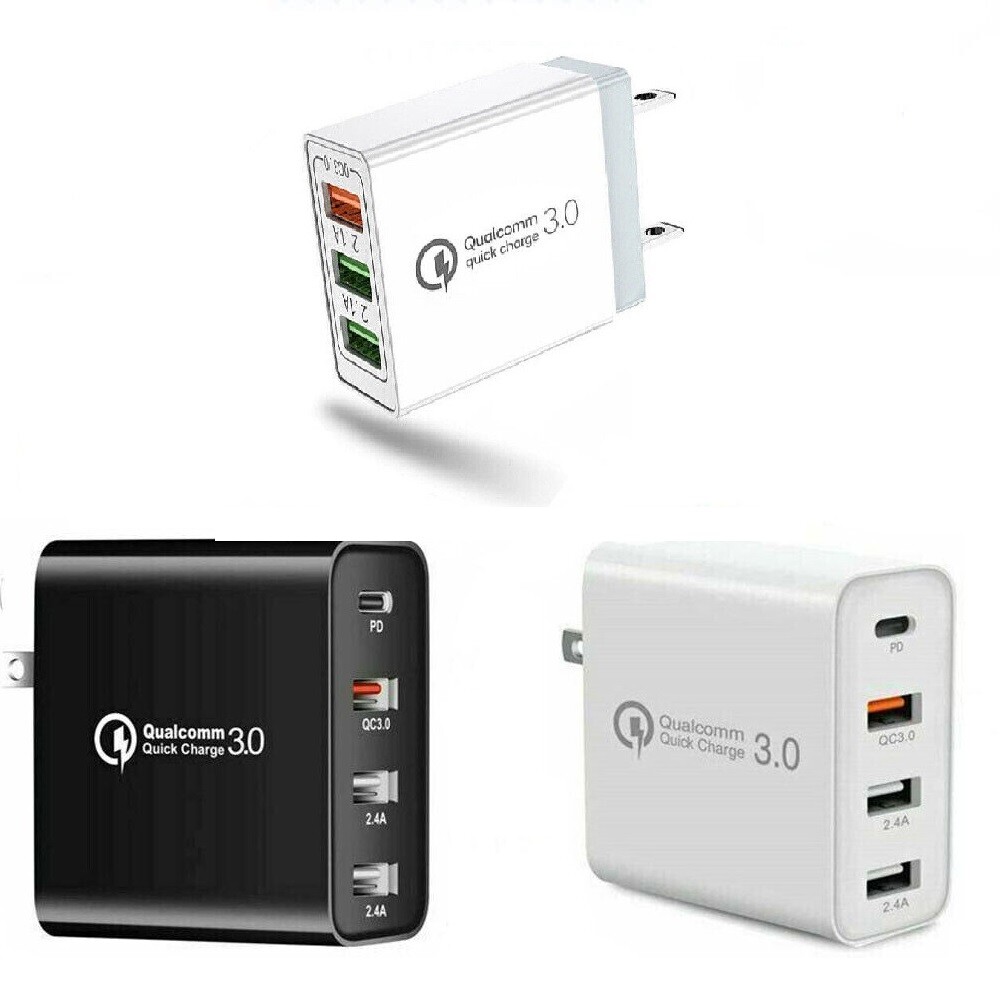 Wall Charger For Samsung iPhone LG HTC 5V 2A 1/3/4 Port PD Adapter US Plug