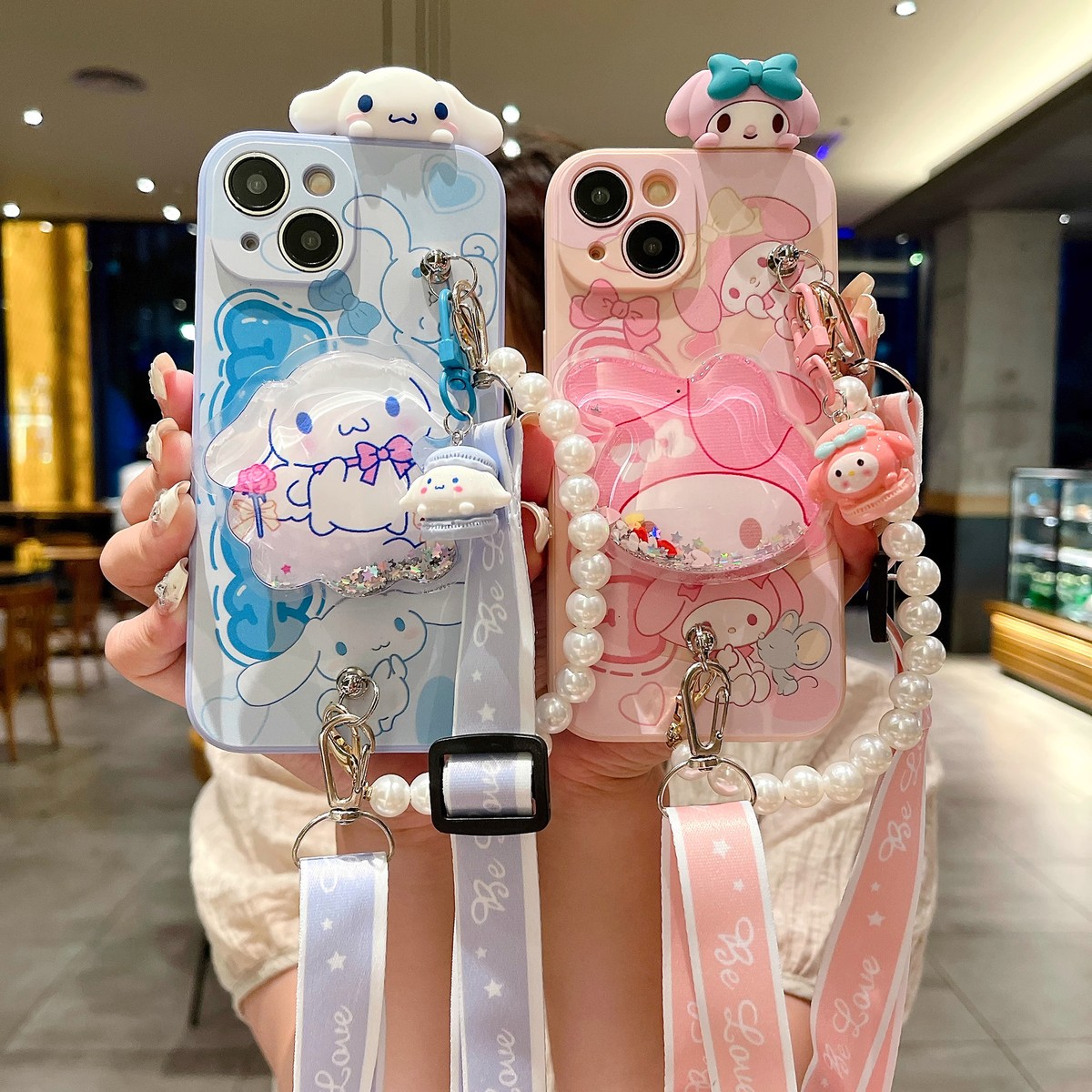 Cinnamoroll Kuromi Melody Phone Case For iPhone 15 14 13 12 w/ Dust Plug Holder