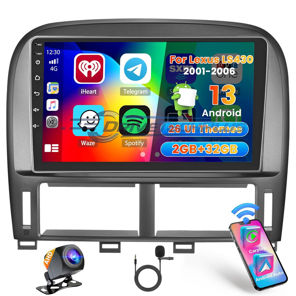For 2001-2006 Lexus LS430 Carplay 9″ Android 13 Car Stereo Radio SWC FM GPS Navi