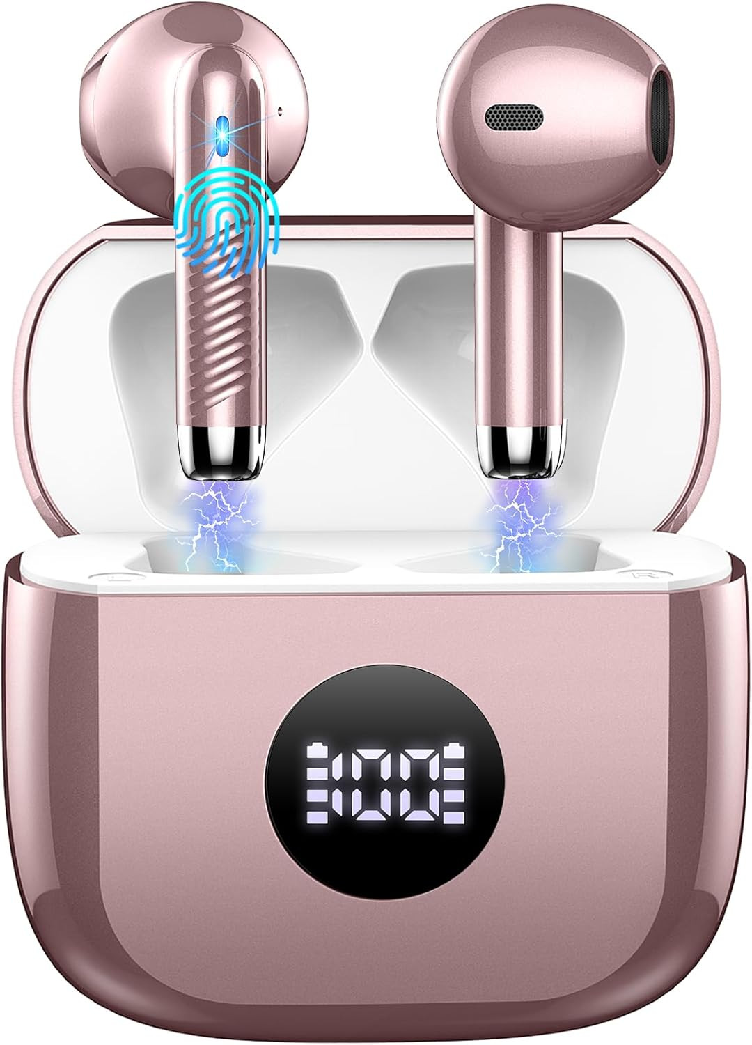 Wireless Earbuds, Bluetooth 5.4 Ear Buds LED Power Display Headphones Bass Stere