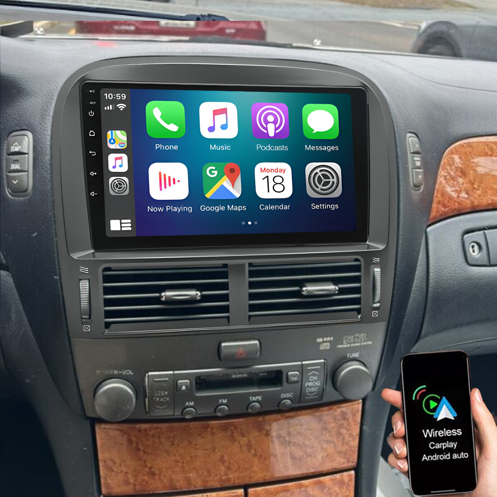 For 2001-2006 Lexus LS430 Fit for Carplay Radio Android 13 GPS NAVI WIFI W/Cam