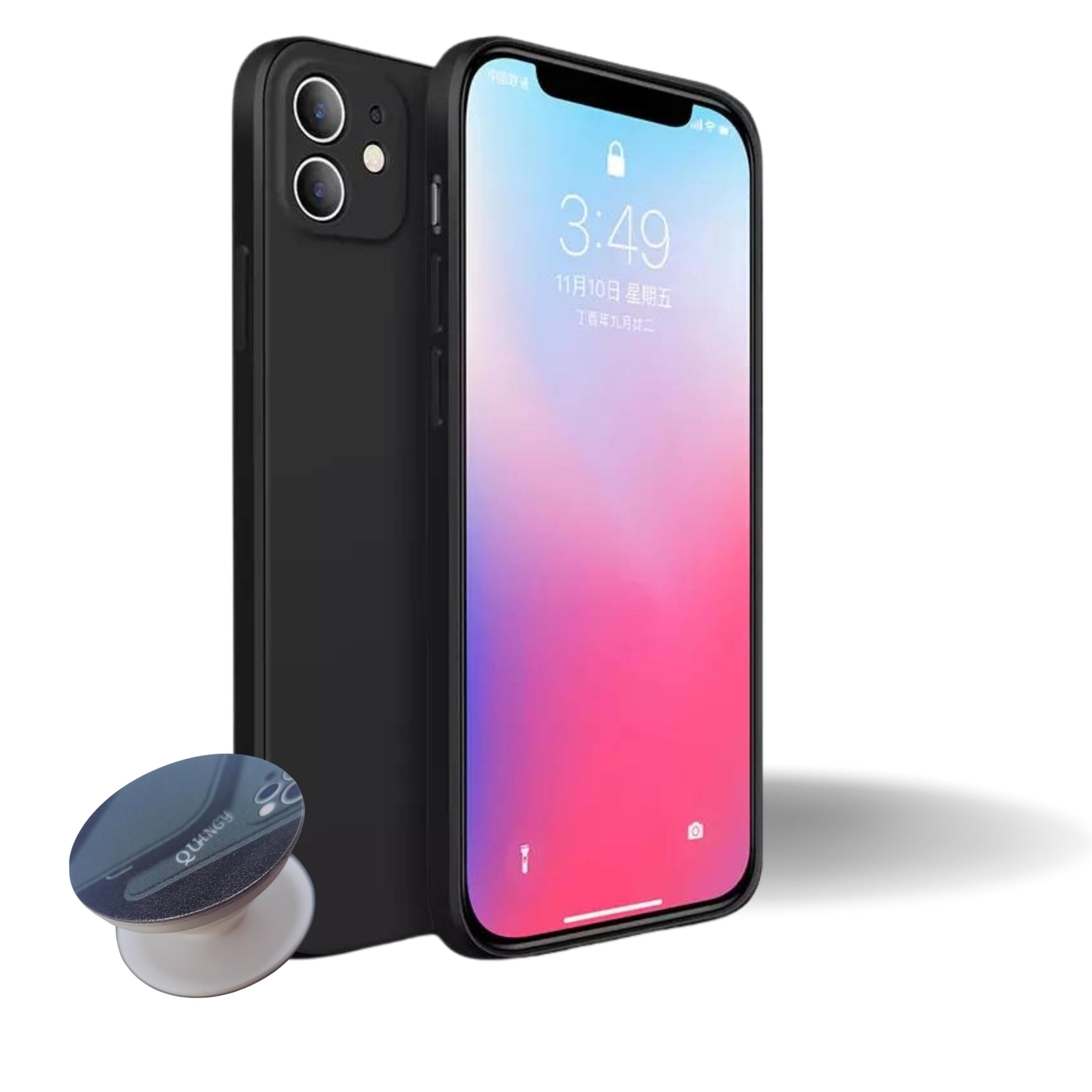 QuAngy Case for Apple iPhone – Colorful & Aesthetic Black Square Silicone iPhone