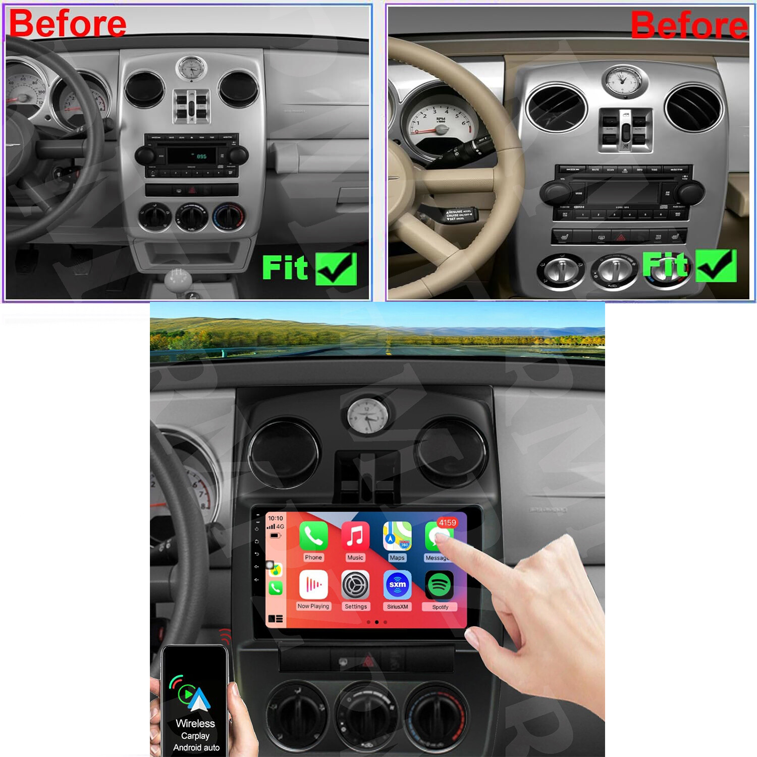 Carplay For 2006-2010 Chrysler PT Cruiser Android 13 Car Radio Stereo