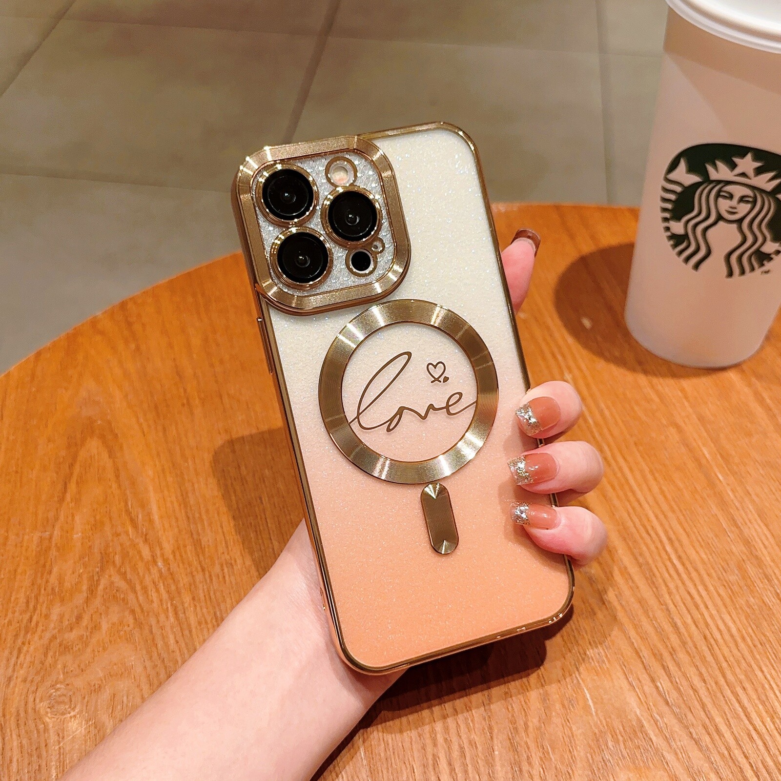 For iPhone 16 Pro Max Mag Safe Case Luxury Plated & Camera Lens Protector Cover
