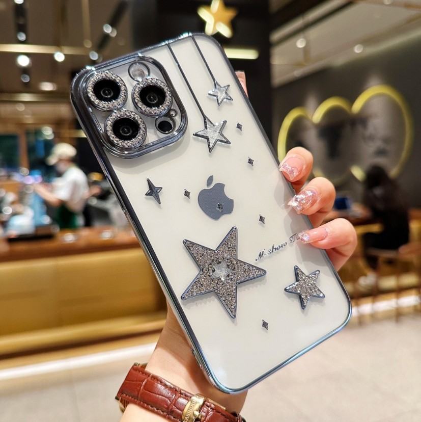 For iPhone 16 15 14 13 Pro phone case electroplated precision hole flash drill