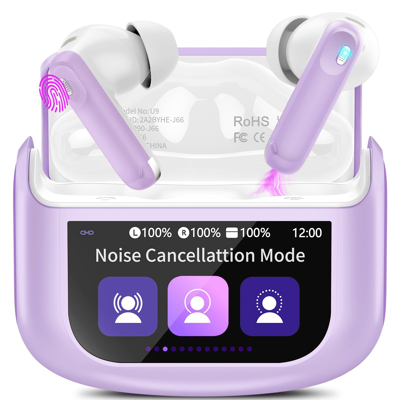 Wireless Earbuds, Bluetooth 5.4 Headphones with Multifunctional Touch Screen,…