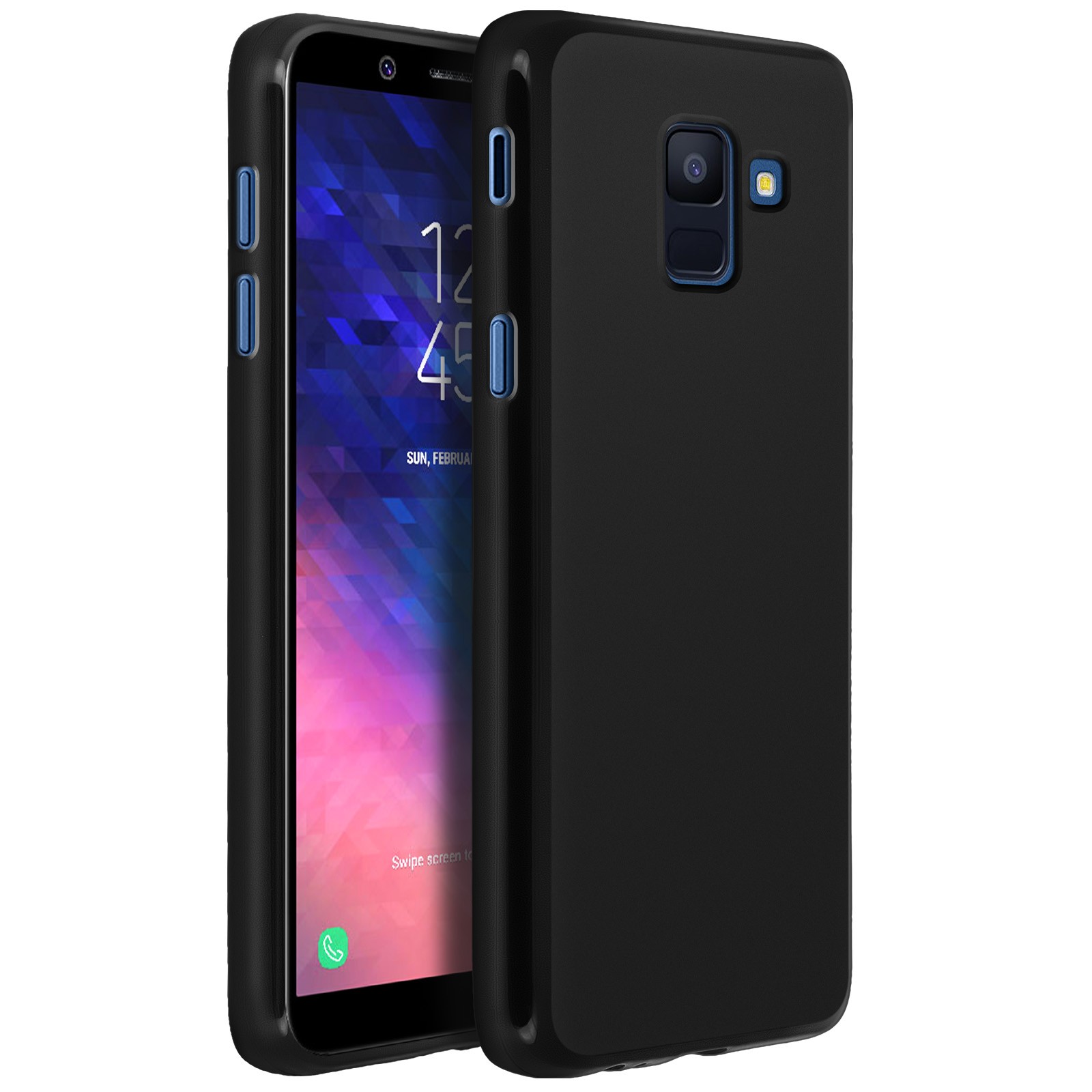 Silicone case, Glossy & matte back cover for Samsung Galaxy J6 – Black