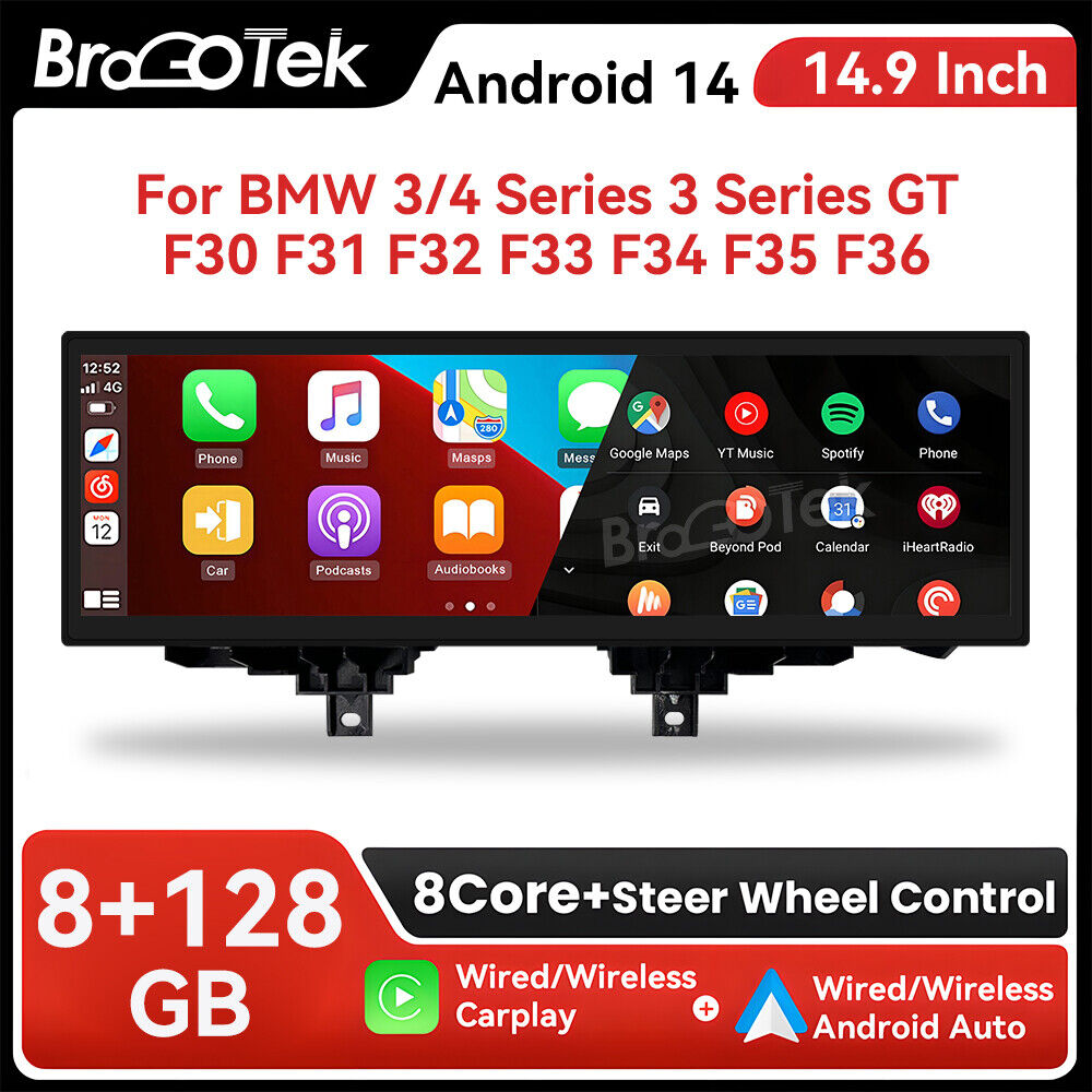 Car Stereo GPS 14.9” 8+128G For BMW 3 Series F30 F31 F32 F33 F34 F35 F36 NBT