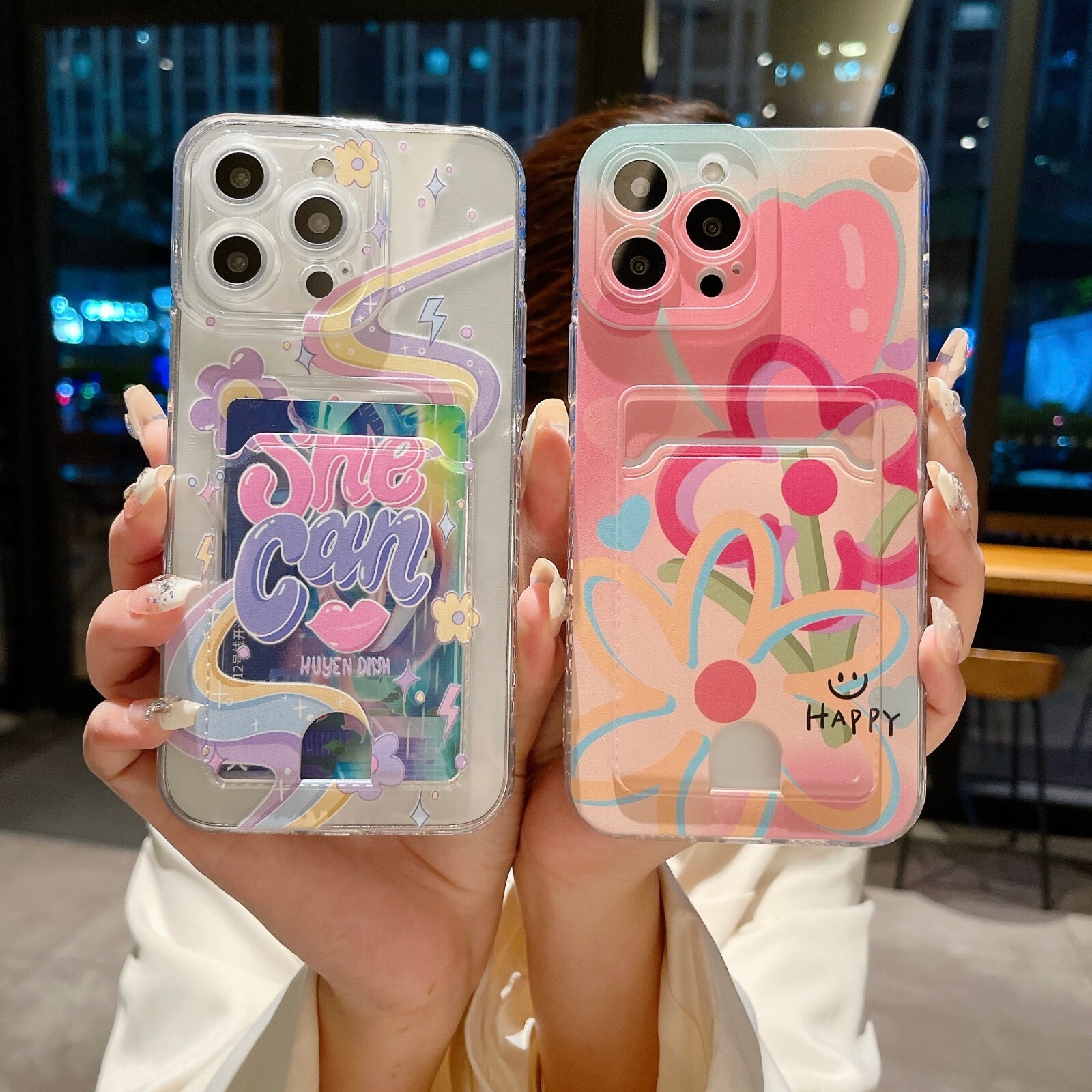 Cute Cartoon Flower Wallet Card Bag Shockproof  Case Cover For Various Phone