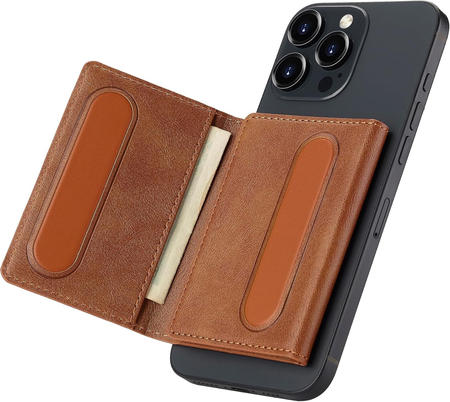 HAII for MagSafe Card Wallet Bag compatible with Horizontal Folding, Brown