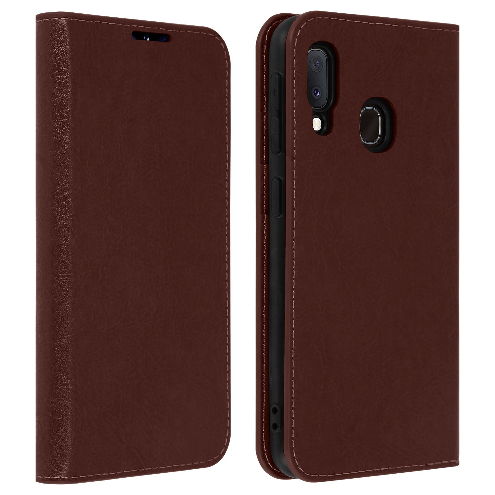 Folio Real Leather for Galaxy A20e Case Card-holder Video Stand