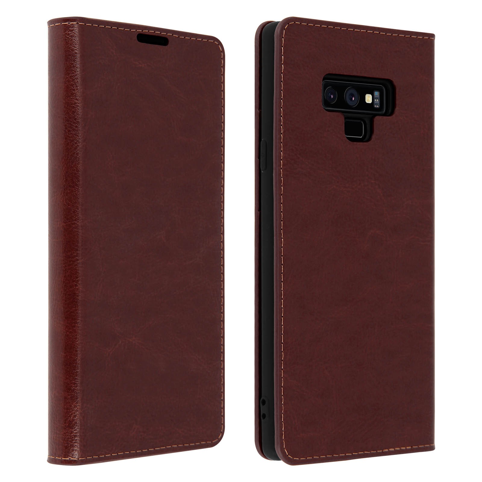 Folio Real Leather for Galaxy Note 9 Case Card-holder Video Stand