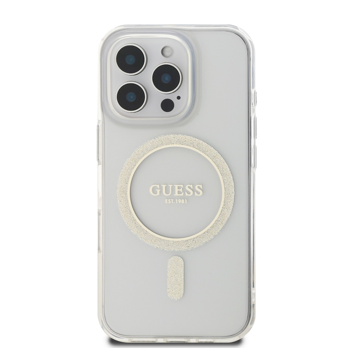 Guess Case for iPhone 16 Pro  with Cercle Glitter, Transparent