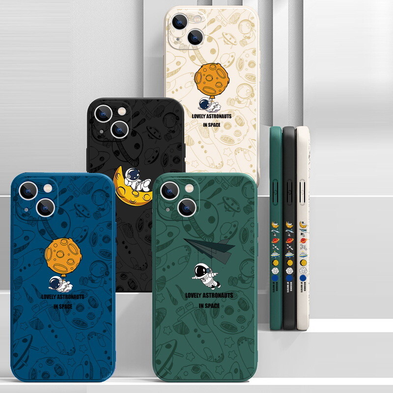 Astronaut Case For iPhone 15 14 13 Pro Max 12 11 XS XR 8 7 Silicone Soft Cover