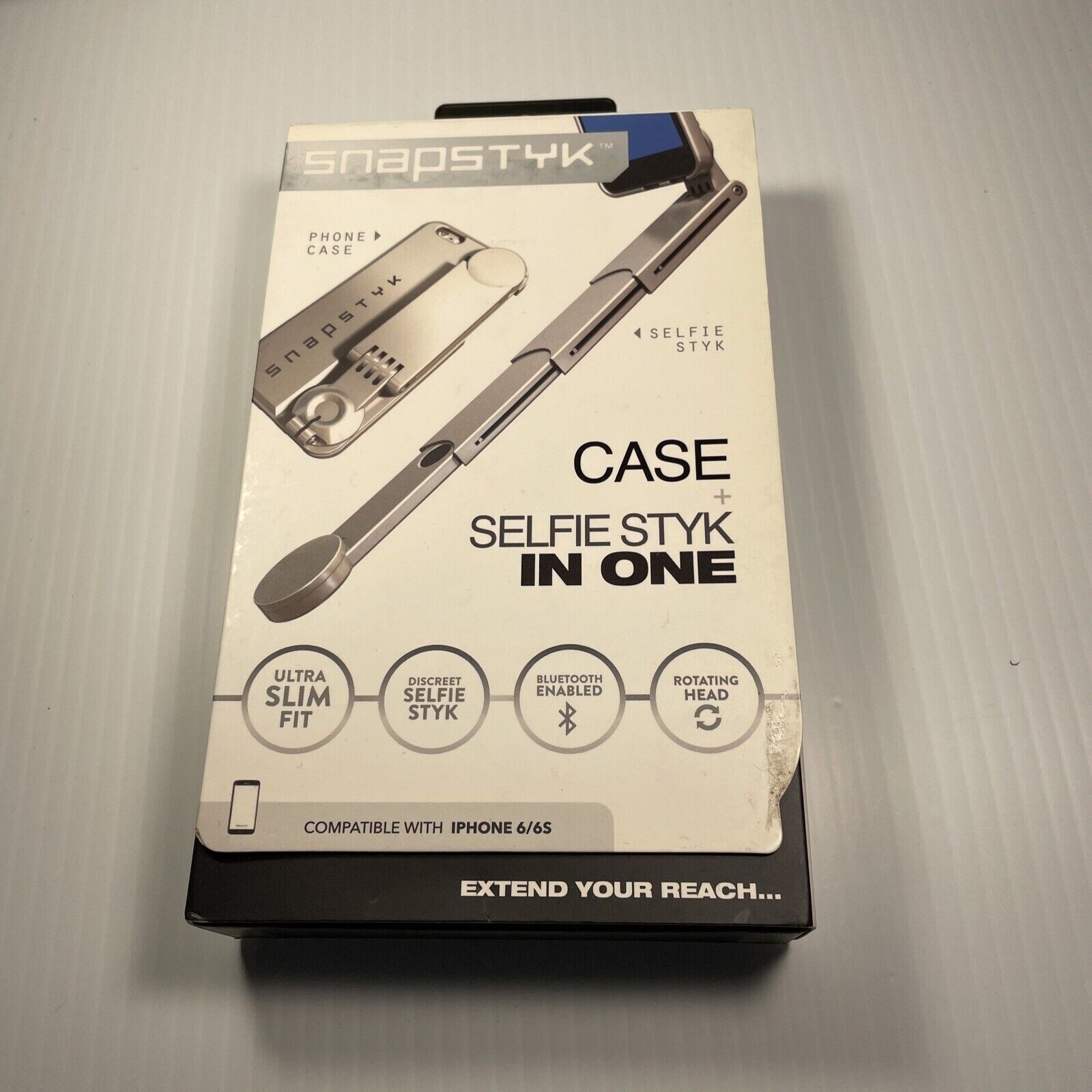 SNAPSTYK Selfie Stick Case iPhone 6 Built in Retractable Selfie Stick Silver