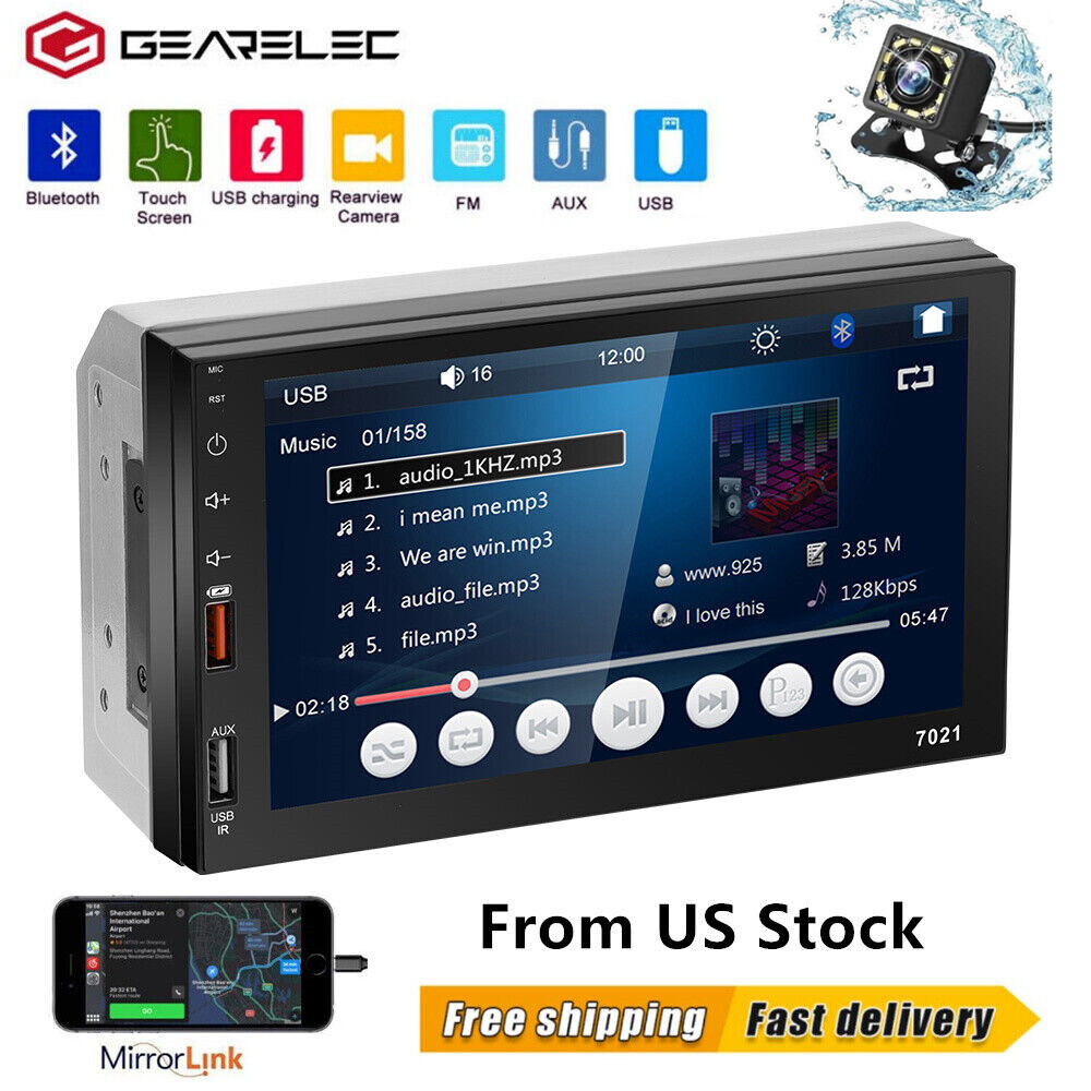 7″ Car Stereo Radio Touchscreen Bluetooth Mirror Link MP5 FM USB for iOS Android