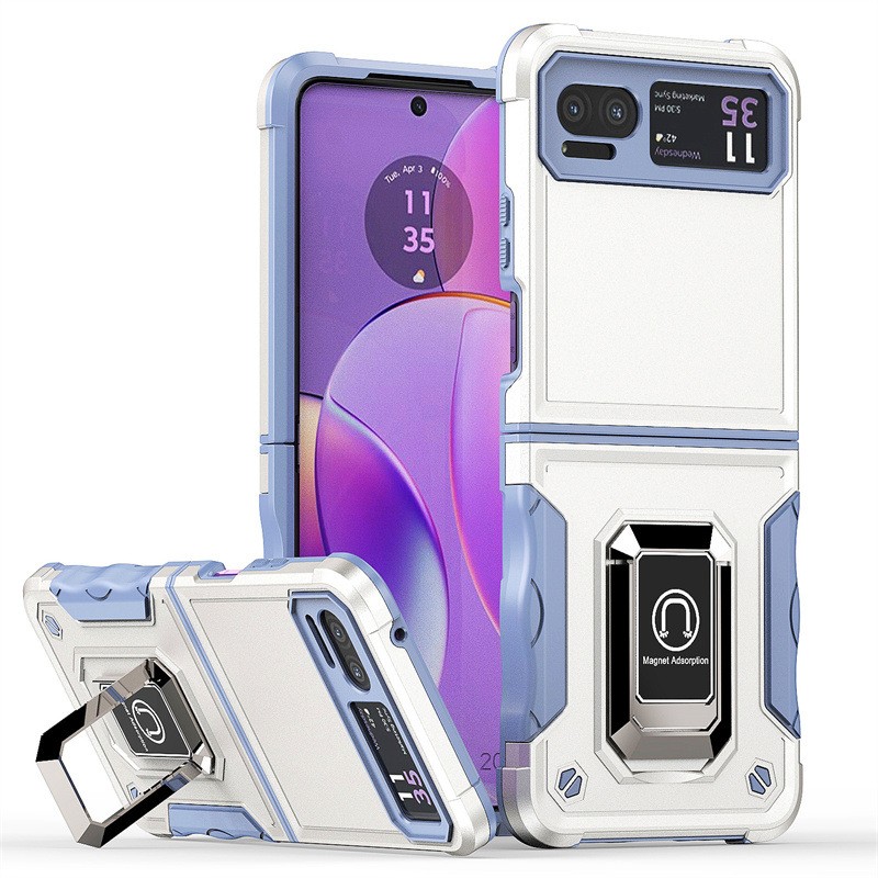 Magnetic Kickstand For Motorola Razr 40 Case Defender Cover Metal Ring