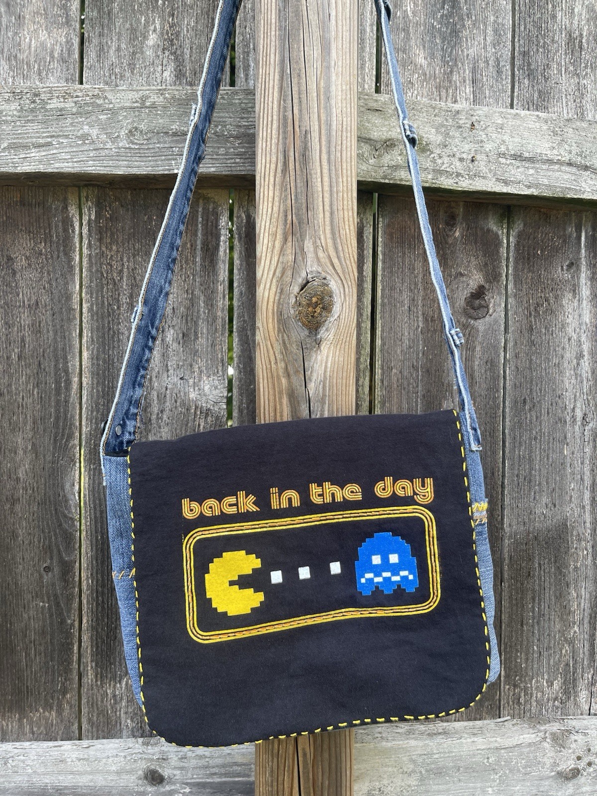 Upcycle Handmade Purse Tee Shirt Y2K Denim Shoulder FarmersMarket Back To School