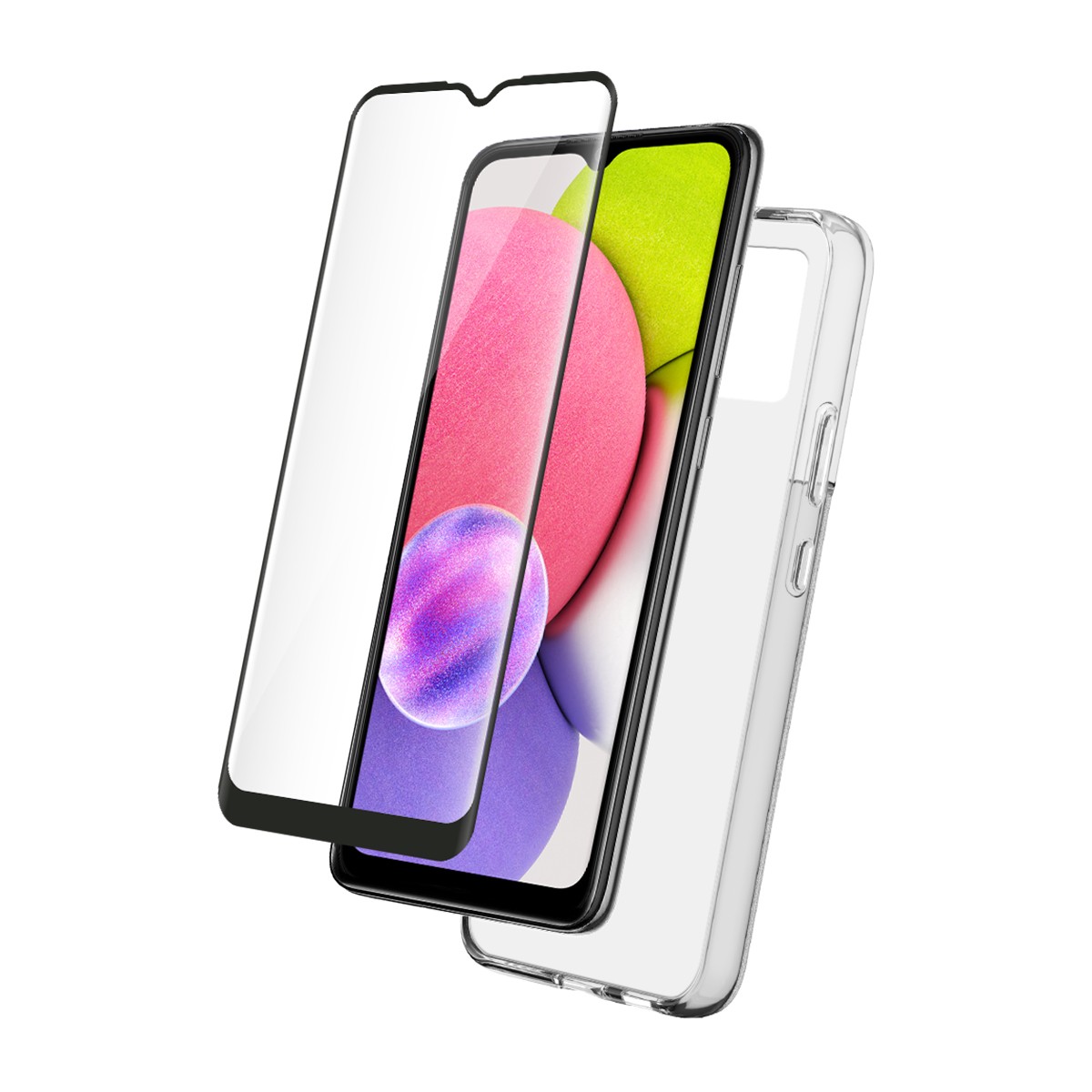 Protection Pack for Galaxy A03 Shockproof TPU Shell and 9H Screen Glass