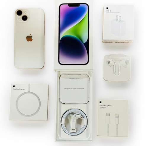 Apple iPhone 14 128GB Unlocked Bundle with MagSafe, Earpods All Colors-Excellent