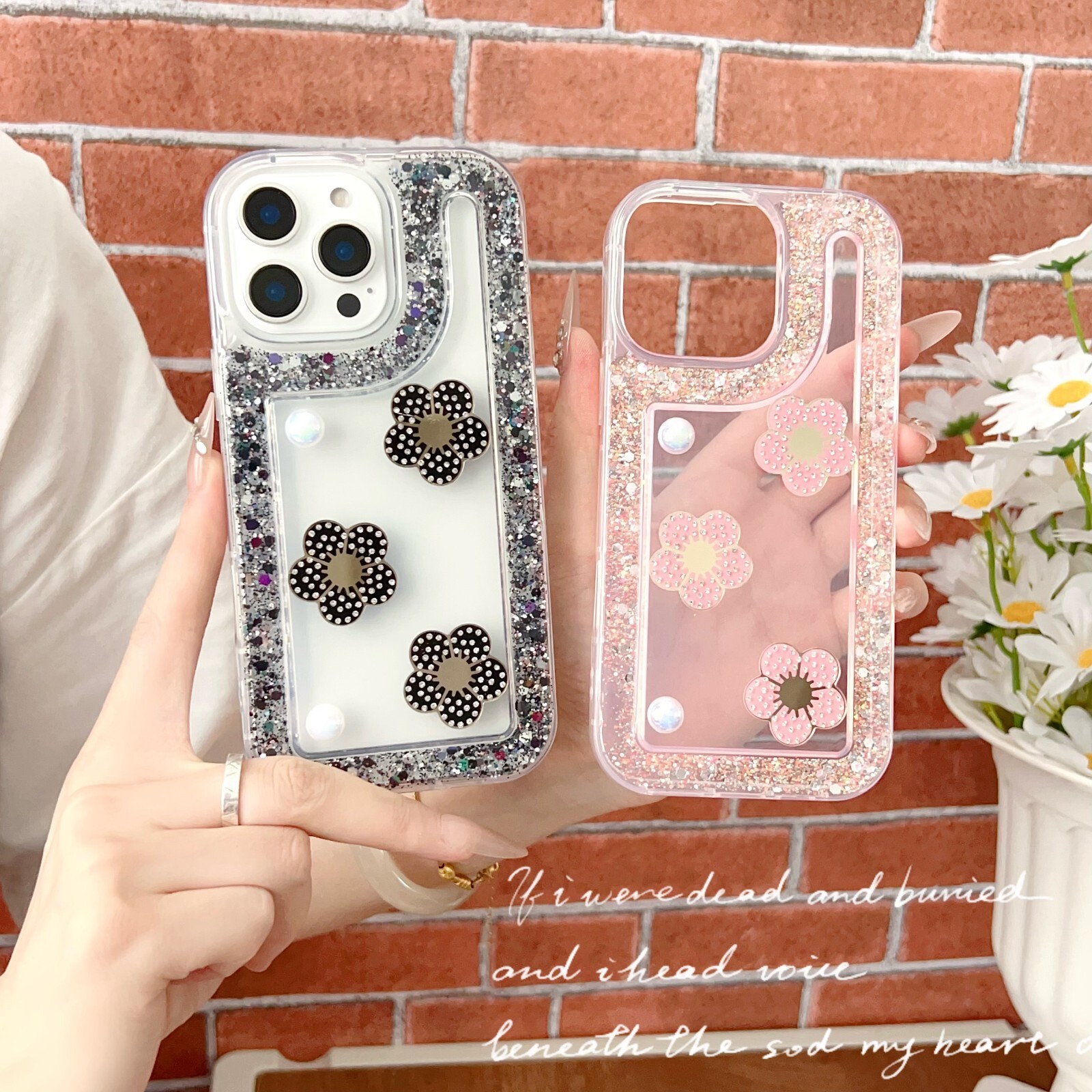 For Motorola Luxury Women Gift 3D Glitter Bling Diamond Pearl Color Flower Case