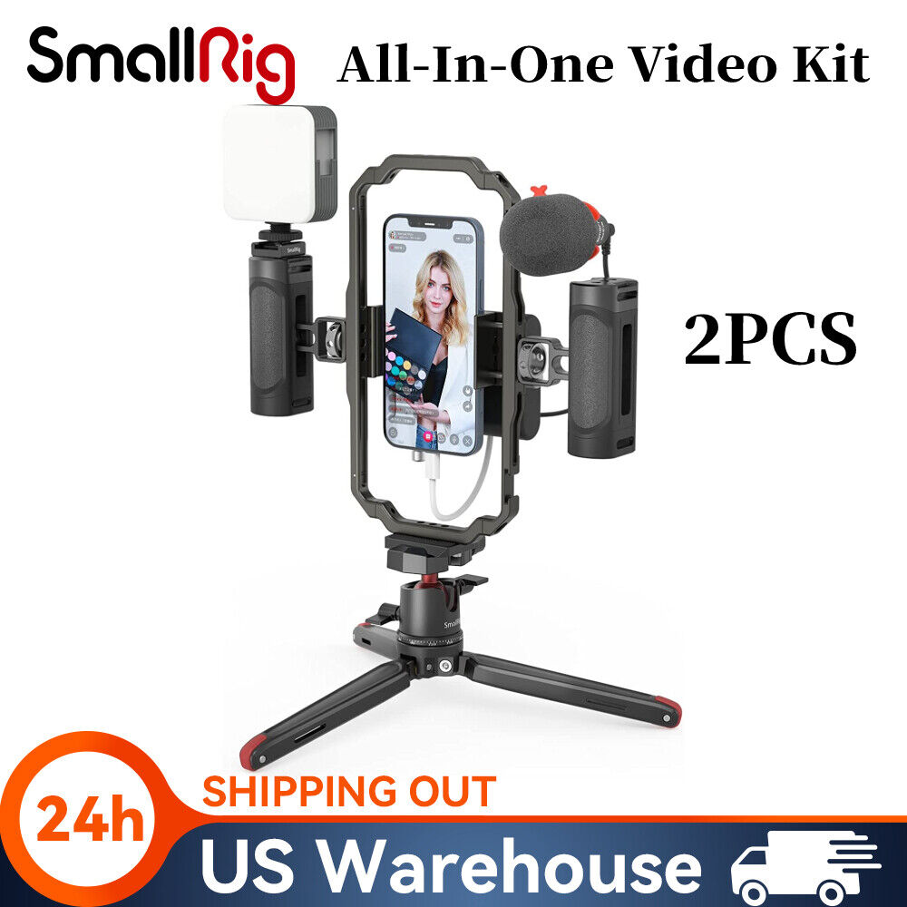 SmallRig Smartphone Video Rig Kit for iPhone w/ Tripod Microphone LED Light 2PCS