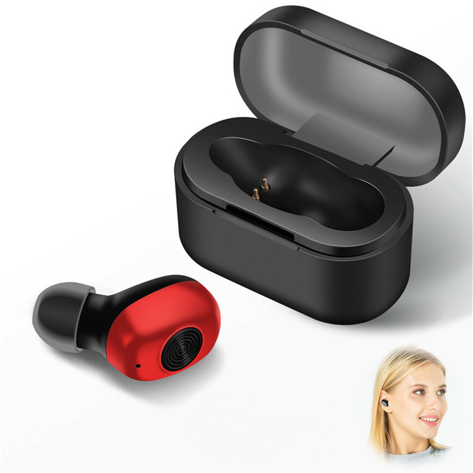 Bluetooth Headset Wireless Music Earphone Mini In-Ear Earbud with Charging Case