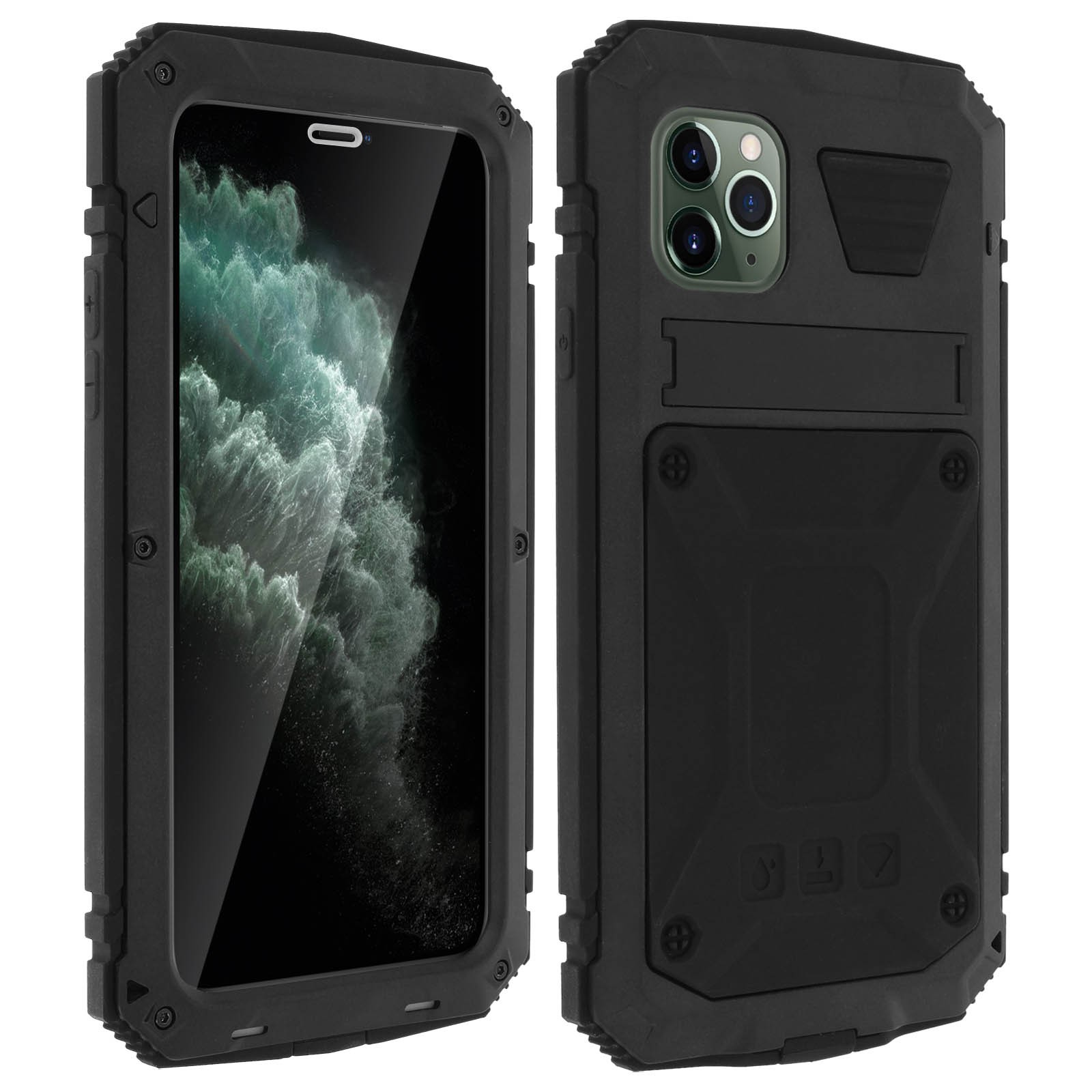 Aluminum Silicone Kickstand Case for iPhone 11 Pro Max- Tank